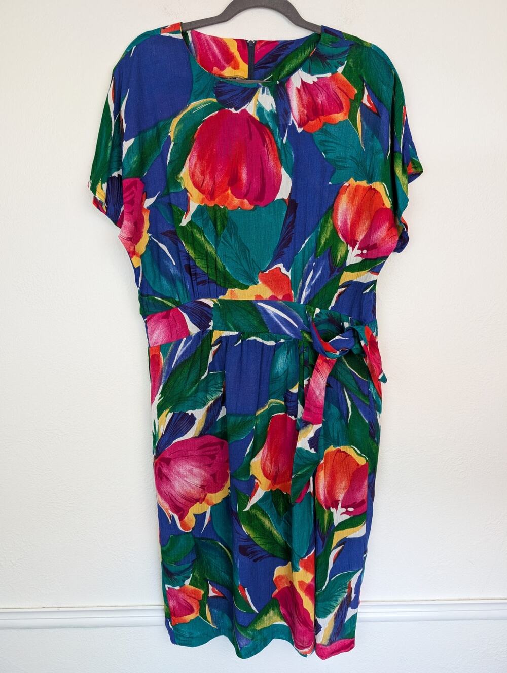 Liberty House Dress Vintage Hawaiian Floral Spring Summer Tropical Red Size L